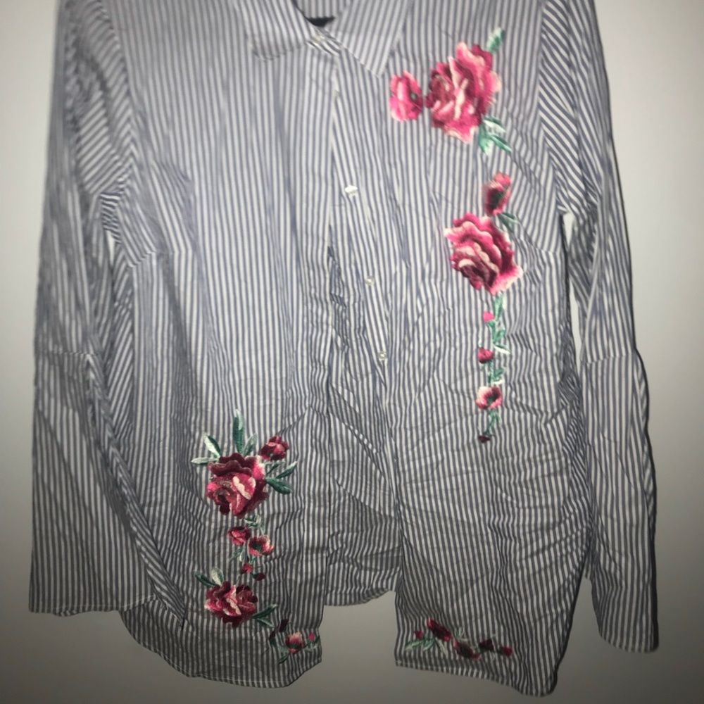 Striped flower button down